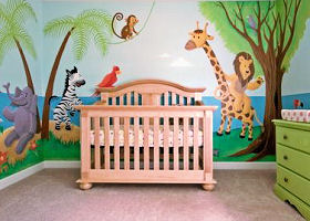 Noahs Ark Baby Nursery Wall Mural Painting with Painting Jungle Animals an Ark and Rainbows