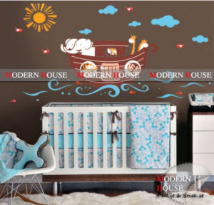 Modern Noah s Ark wall decals with elephants sunburst and clouds