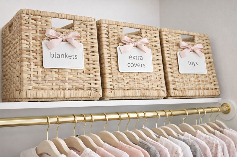 DIY chalkboard baby nursery bins closet organizers. Organization baskets.