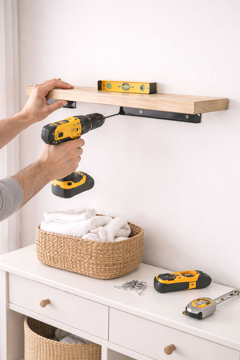 installing nursery wall shelves safely into wall studs