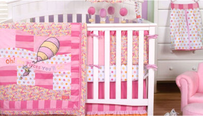 Pink Oh the Places You'll Go baby girl dr. seuss nursery bedding