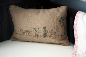 vintage puppy dog parade pillow cover