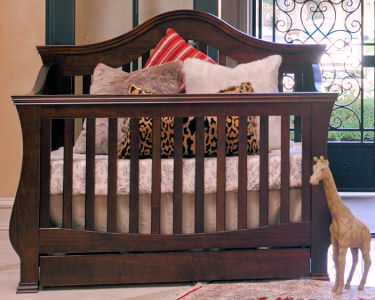 Elegant one-of-a-kind convertible baby crib in Espresso