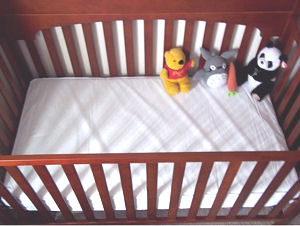 This organic baby crib mattress is a good fit, cheaper than most and chemical free!