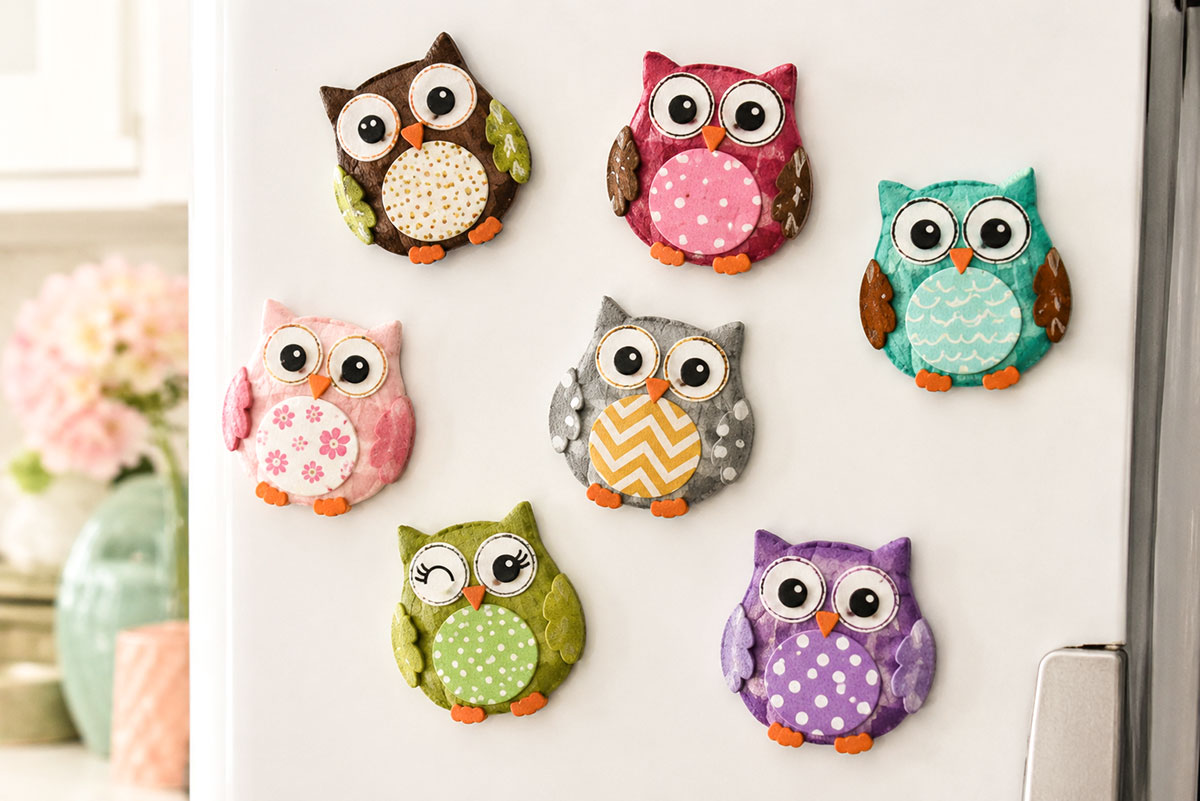 Owl refrigerator magnets and small owl gift ideas