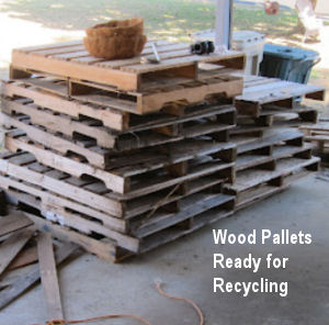 Wooden pallets ready for recycling.  Free wood for DIY furniture and decorating projects