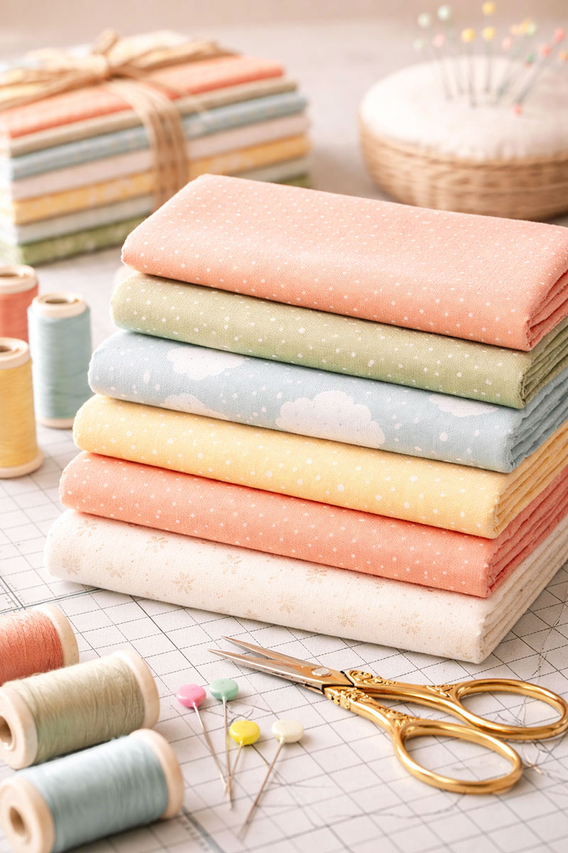 pastel quilting fabrics used in safari balloon crib quilt