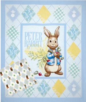 Peter Rabbit fabric panel with coordinating Peter Rabbit baby fabric for bedding and curtains