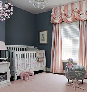 Pnk white and charcoal baby girl nursery room design