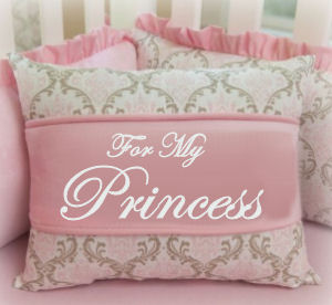 Pink and Grey Baby Girl Crib Bedding for a Princess