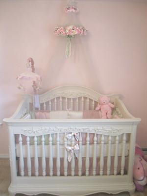 My mother made the princess crib canopy compete with tiara.