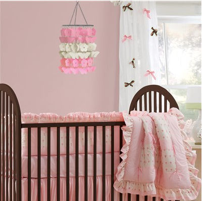 Pink and chocolate brown butterfly theme baby girl nursery room