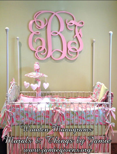 Pink and green baby girl nursery bedding set with Green and Pink Nursery Ideas