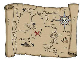 Pirate treasure map wall decal sticker for a baby nursery or kids room wall mural