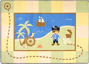 Pirate treasure map baby nursery area throw rug