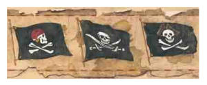 Jolly Roger Skull and Crossbones pirate wallpaper border