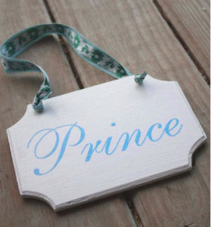 Baby boy prince theme nursery hanging wall or door sign