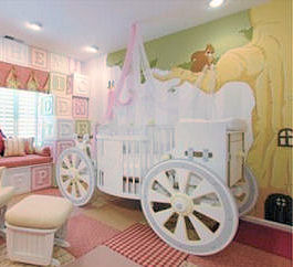 Disney Princess Carriage Baby Crib Bed in a Baby Girl Nursery Room