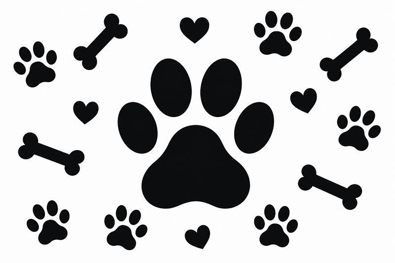 Puppy dog paw print stencil border decorating idea for a nursery wall