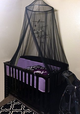 Custom made purple and black baby crib bedding set with bat baby mobile
