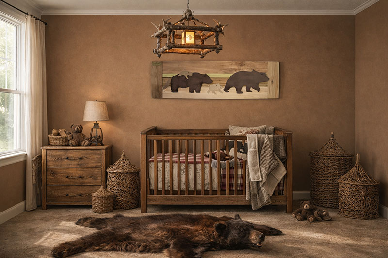 DIY reclaimed wood rustic bear baby nursery wall art decor hanging