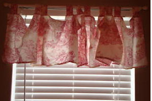 red and white toile tab top window valance nursery baby pattern print