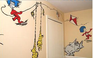 dr Seuss one fish two fish red fish blue fish nursery wall stickers and decals mural