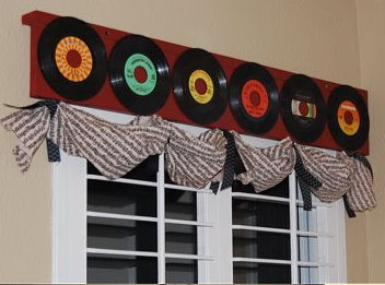 Rock and Roll Window Treatments -  Country and Western Musical Custom Nursery Window Valance