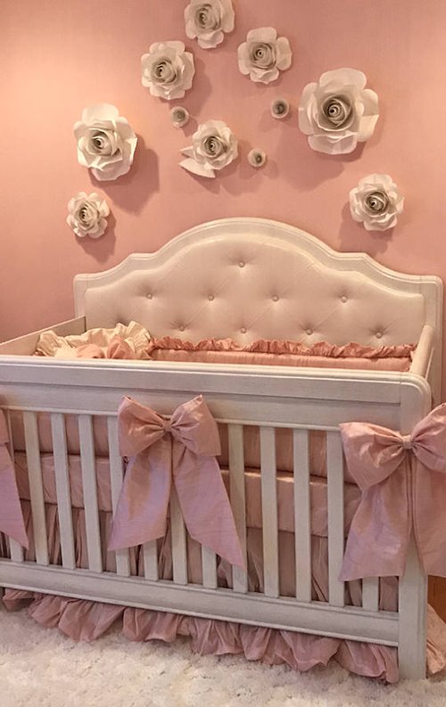 Vintage cream white and pink antique dusty rose shabby chic baby nursery decor crib bedding set nursery decorating ideas