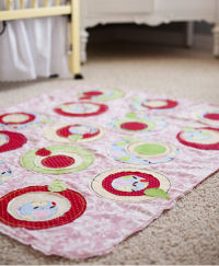 red polka dot area rug baby nursery bedding apple green pink yellow pears