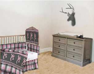 Rustic pink and grey nursery ideas for a baby girl with deer decor