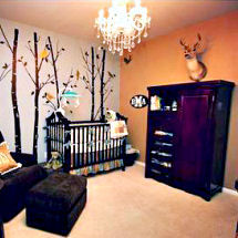 Rustic hunting nursery theme room decorated for a baby boy or girl