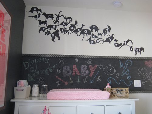 wild jungle zoo animal ABC chalkboard baby nursery wall paint alphabet