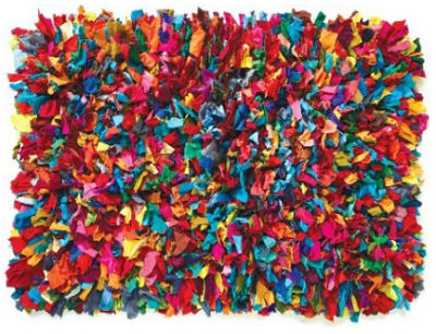 Colorful shaggy shag kids rug in rainbow colors