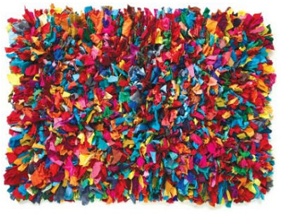 Colorful shaggy shag kids rug in rainbow colors