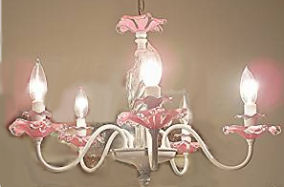 shabby chic baby girl nursery chandelier pink crystal iron metal vintage