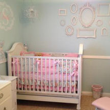 Sweet pink blue and antique white shabby chic baby girl princess nursery room