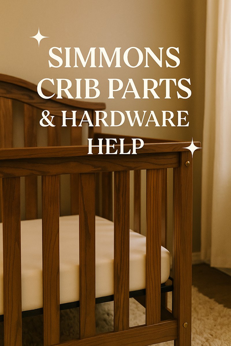 Simmons crib with warm wood finish and gold hardware replacement parts