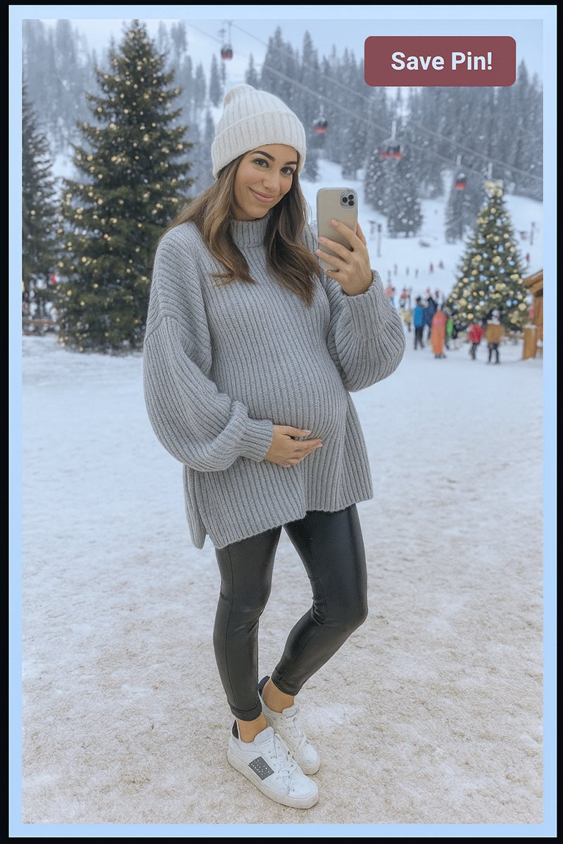 ski slope inspired winter maternity outfit
