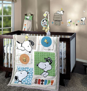 Peanuts Snoopy characters are baby's best friends in the nursery