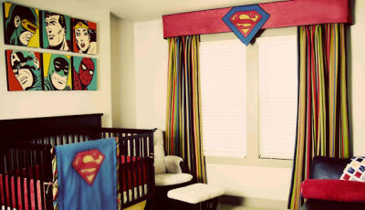 Baby superman custom nursery crib bedding set with appliqued blanket