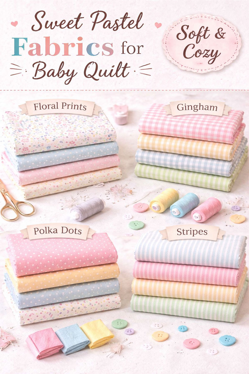 fabric selection for teddy bear patchwork crib quilt with checks florals and solids