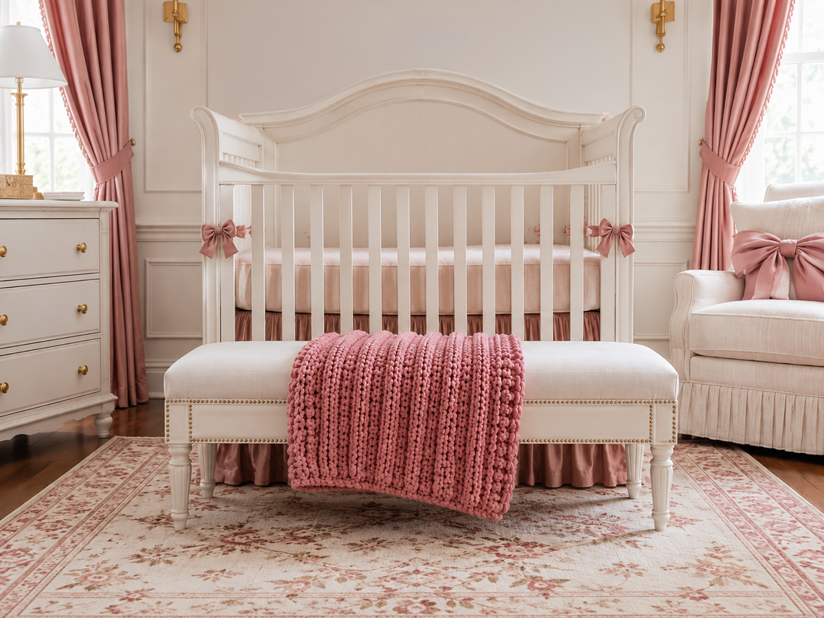 Three-hour chunky crochet baby blanket made with thick yarn and a simple textured stitch