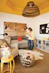 Cool, Modern Rustic Nursery Decor Designed by decorator, Sherry Hart for a Baby Boy