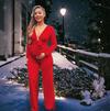 Cute Holiday Maternity Outfit for a Photo Shoot in Christmas Red