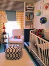 Our baby boy's nursery features window treatments made using fabrics with both chevron and houndstooth patterns as well as many DIY and crafts project ideas.