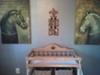 The baby's changing table was customized with gold metallic paint and the nursery walls are painted with silver metallic Martha Stewart precious metals paint. 