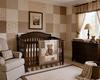 Unique Patchwork Wallpaper in a Baby Boy's Neutral Teddy Bear Nursery Theme Room Design