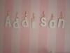 Addison's Nursery Wall Painted in Pink Stripes
