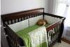 Picture of the Baby's Bed w the Lime Green and White Damask Baby Crib Bedding